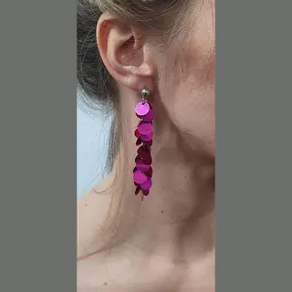 Chiamax Pailletten Oorbellen - Fuchsia/ Pink/ Donker Roze - Disco - Toppers 2025