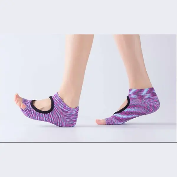 Golden Light Yogasokken & Pilatessokken - Antislip Sokken * 'Ballerina' - Paars Patroon - Meerdere Kleuren Verkrijgbaar - Pilateswinkel * Yoga Sokken * Pilates thumbnail