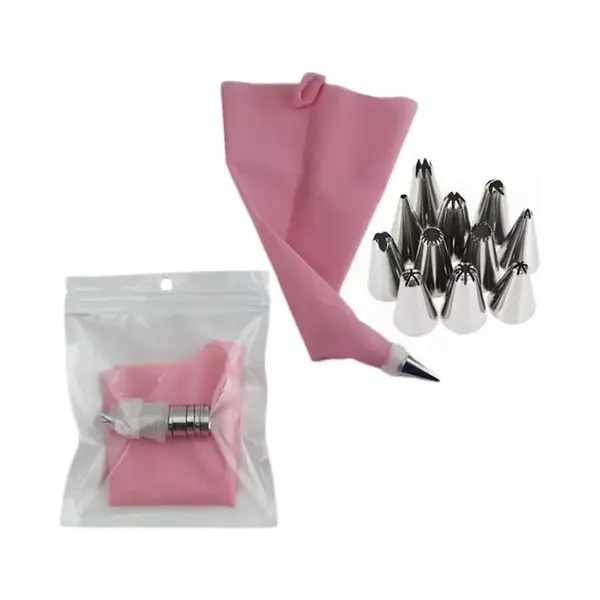 Slagroomspuit Met 14 Spuitmondjes - Herbruikbaar - Roze thumbnail
