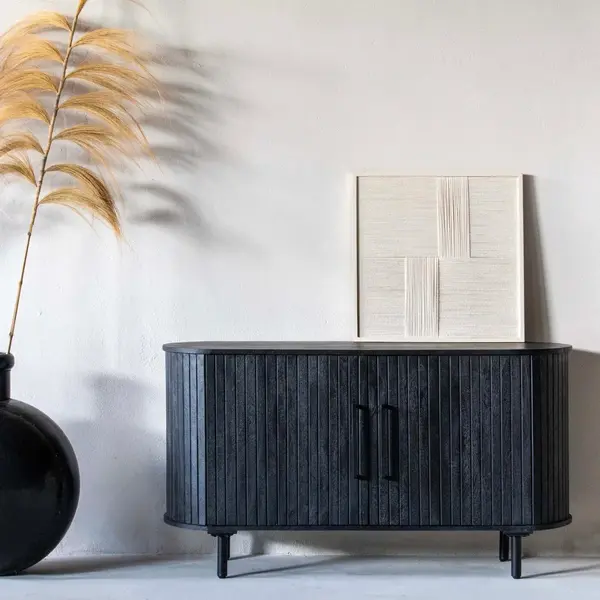 Giga Meubel Dressoir Merel - Metaal/Mangohout - Zwart - 140cm thumbnail