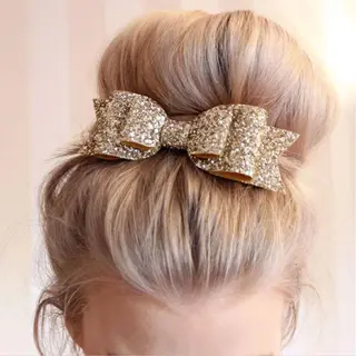 Elegante Glitter Kerst Haarclip - Grote Strik Voor O.a. Kerst - Haarspeld Strikje - Mooie Haar Clip Voor Leukste Haar Stijl - Goud - Heble