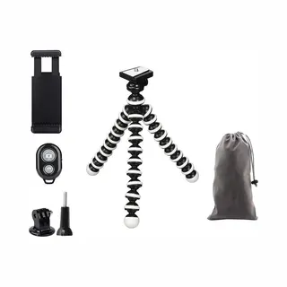 Mojogear Flexibel Mini-statief Met Extra Flexibele Poten Kit, Met Telefoonhouder, Bluetooth Remote, GoPro-adapter & Opbergzakje - Tot 16 Cm Hoog -