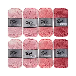 Lammy Yarns Haakgaren Katoen Ton Sur Ton Vintage Roze - Pakket Met 8 Bollen Rio