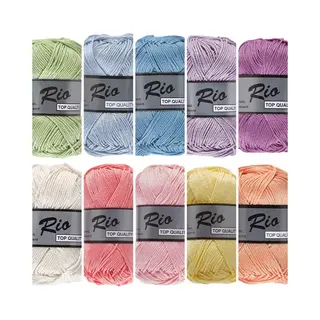 Lammy yarns - De hobbyvlinder Lammy Yarns Rio Katoen Garen Pakket - Pastel Regenboog Kleuren - 10 Bollen