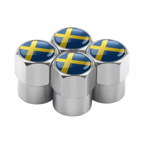 AuBor Set Aluminium Ventieldopjes. Zweedse Vlag. thumbnail