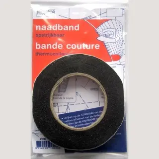 Naadband Vlieseline Opstrijkbaar Zwart, Breedte 1 Cm, Lengte 12, 5 M.