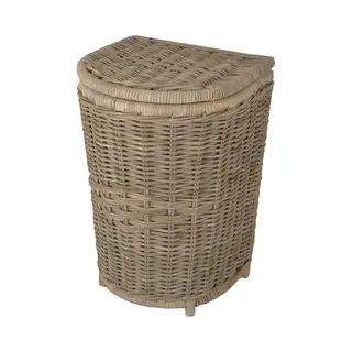 Migo Styling MigoStyling - Wasmand - Halfrond - Grey - Met Deksel - Riet - Rotan - Grijs