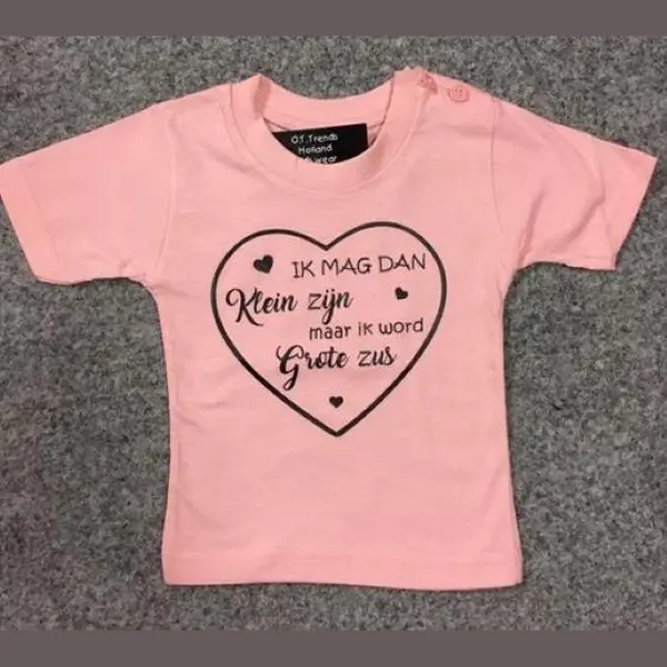 Logostar Aankondiging Bekendmaking Zwangerschap T-Shirt Ik Word Grote Zus Maat 92 Roze Hartje thumbnail