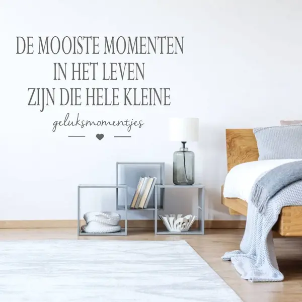 Muursticker De Mooiste Momenten In Het Leven Zijn Die Hele Kleine Geluksmomentjes - Donkergrijs - 80 X 50 Cm Slaapkamer Woonkamer thumbnail