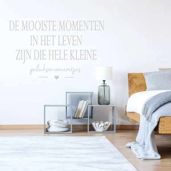 Muursticker De Mooiste Momenten In Het Leven Zijn Die Hele Kleine Geluksmomentjes - Lichtgrijs - 80 X 50 Cm Slaapkamer Woonkamer thumbnail