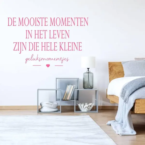 Muursticker De Mooiste Momenten In Het Leven Zijn Die Hele Kleine Geluksmomentjes - Roze - 80 X 50 Cm Slaapkamer Woonkamer thumbnail