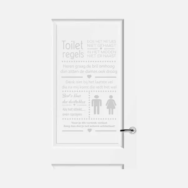 Muursticker Toiletregels - Lichtgrijs - 40 X 66 Cm Toilet Overige Stickers - Toilet thumbnail