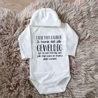 Baby Rompertje Met Tekst Lieve Papa En Mama Ik Hoorde Dat Je Geweldig Bent En Ben Heel Blij Dat Jij Mijn Gaat Worden! ... Ontmoeten! | Lange Mouw |