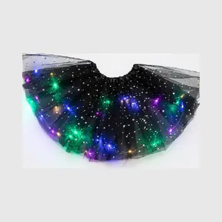 Merkloos ‘ Led Rokje - Tutu - Zwart - Mini - Met Gekleurde Rgb Verlichting