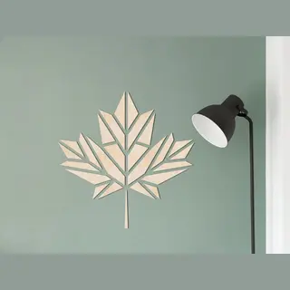 Solid Idea Houten Wanddecoratie / Wooden Wall Decoration - Geometrische Muurdecoratie / Geometric Wall Art - Esdoornblad / Maple Leaf - 50 X 50cm - Licht Hout /