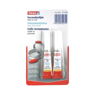 Tesa Secondenlijm - Secondelijm - Seconden Lijm - Seconde - Superglue - Tube 2 X 3 Gram