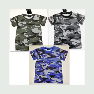 S&C T-shirt Met Camouflage / Army Print - Set Van 3 - Groen/blauw/grijs - Maat 98
