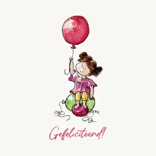 marielleillustratie Meisje Op Ballon, 10x15cm