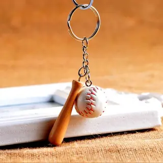 Honkbal Knuppel + Bal Sleutelhanger - Auto / Fiets Keychain
