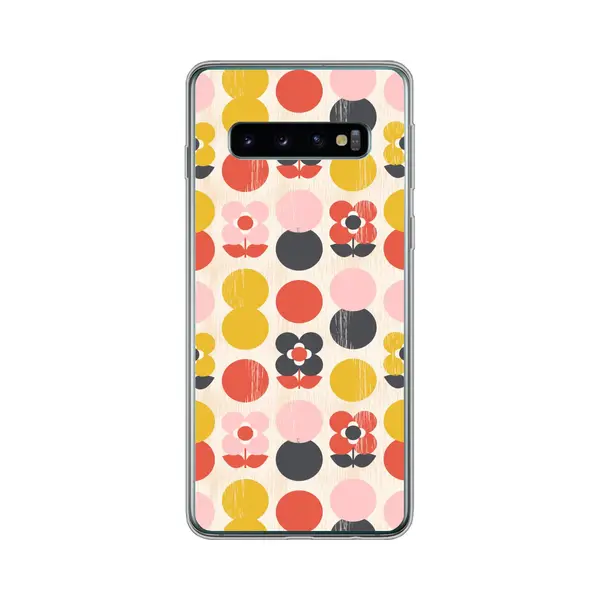Telefoonhoesje Geschikt Voor Samsung Galaxy S10 Hoesje - Retro - Design - Bloemen - Pastel - Siliconen Telefoonhoesje thumbnail