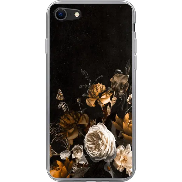 Telefoonhoesje Geschikt Voor IPhone Se 2022 Hoesje - Bloem - Gold - Patronen - Siliconen Telefoonhoesje thumbnail