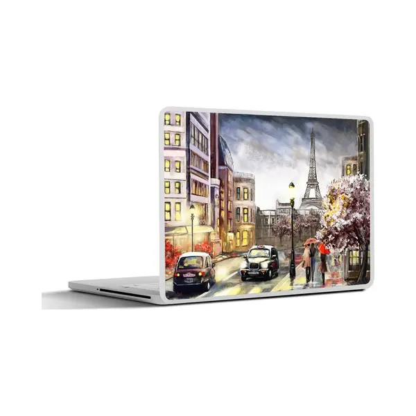 Laptop Sticker - 15.6 Inch - Schilderij - Parijs - Frankrijk - Olieverf - 36x27, 5cm - Laptopstickers - Laptop Skin - Cover thumbnail
