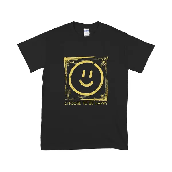 Gildan Grappig Dames En Heren T Shirt - Quote, Choose To Be Happy - Smiley - Zwart - 4XL thumbnail