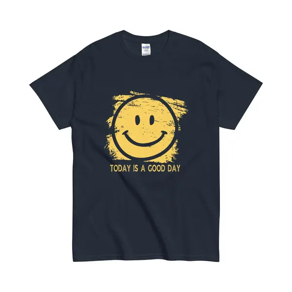 Gildan Vrolijk T Shirt Met Quote En Smiley - Today Is A Good Day - Dames & Heren - Blauw – M thumbnail