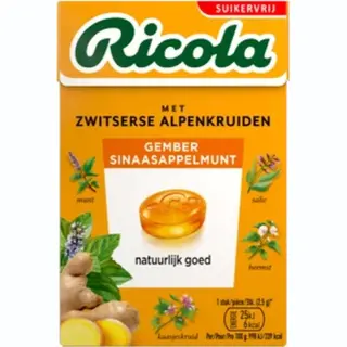 Ricola Gember Sinaasappelmunt Sv Doosje - (20x 50gr)