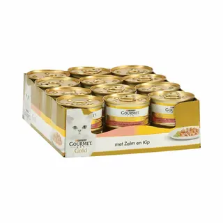 24x Gourmet Gold Kattenvoer Nat Fijne Hapjes Zalm - Kip 85 Gr