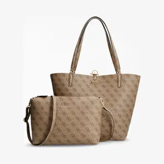Guess Alby Polyurethaan Beige Vrouw Draagtas