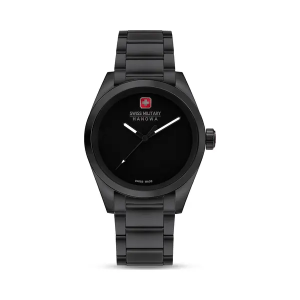 Swiss Military Hanowa SMWGG0003530 Men's Watch Dark Matte All Black Quartz Sapphire Glass, Black, Bracelet thumbnail