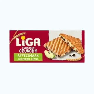 LiGA EverGreen Koekjes Appel 12 X 250g - Koek - Koeken Voor Onderweg Of Werk En Kantoor