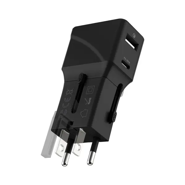 Rolling Square Universele Mini Wereldstekker - Usb-C & Usb-A - 150+ Landen - Lichtgewicht Reisstekker & Internationale Travel Adapter - Amerika (Usa), thumbnail