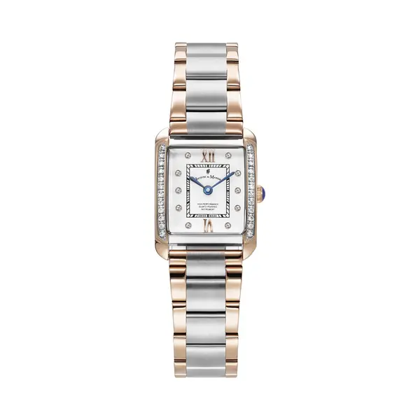 B Jacques Du Manoir Jacques Du Manoir Emily Ii JWL05504 Women's Quartz Analogue Watch Stainless Steel 22 X 19 Mm Stainless Steel Bracelet Colour, Gold/Pink 3 Bar Dial thumbnail