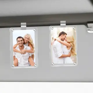 Geschikt Voor 2-pack, Autofotohouder, Magnetische Gepersonaliseerde Fotohouder Van Acryl, Autoaccessoires, Autofotohouder, Clip Voor De Zonneklep Van