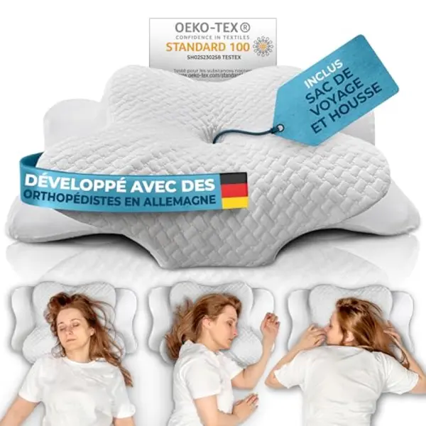 Glückstoff Nackenstützkissen Aus Memory Foam, Orthopädisches Kissen Für Alle Schlaftypen, Füllung, Memory Foam, Kopfkissen Nackenschmerzen thumbnail
