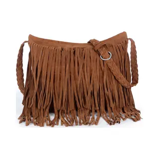 Fringe Women's Crossbody Handbag, Large Tassels, Multifunctional Shoulder Bag With Woven Shoulder Strap, Suede Handbag For Everyday Travel