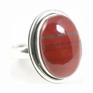 AsiAsia Ovale Zilveren Ring Met Rode Jaspis - Maat 18.5