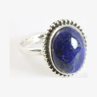 AsiAsia Bewerkte Ovale Zilveren Ring Met Lapis Lazuli - Maat 19