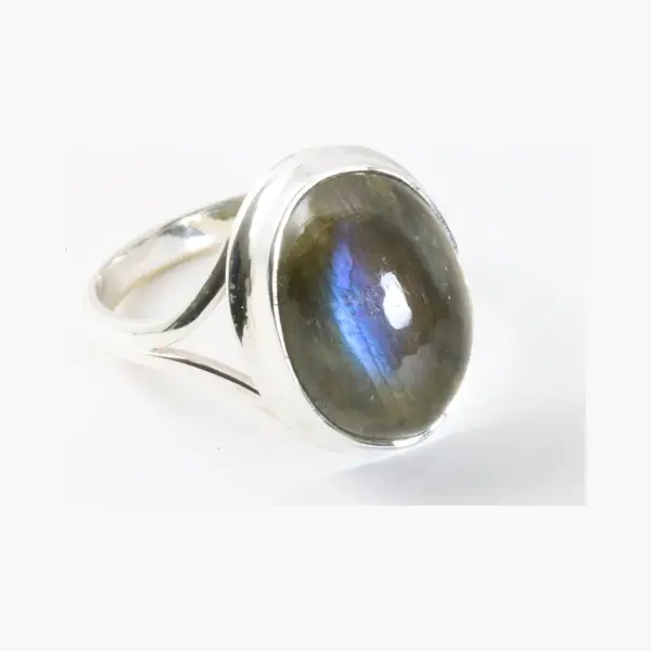 AsiAsia Hoogglans Zilveren Ring Met Labradoriet - Maat 19 thumbnail