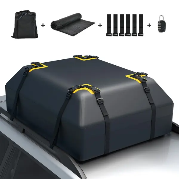 Costway Autodachtasche Mit 0, 4 M³ Volumen Wasserdichte Dachgepäcktasche Dachbox Mit Türhaken Zahlenschloss & Rutschfester Matte thumbnail