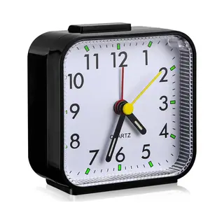 Kwartswekker, Stille Analoge Wekker, Geen Tikkende Snoozefunctie En Nachtlampfunctie, Beste Reiswekker, Draagbare Wekker, Analoge Wekker (zwart)