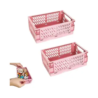 2 Stuks - Opvouwbare Mini Opbergmand - Stapelbare Kleine Plastic Opbergdozen - Opvouwbare Kleine Opbergmand - Voor Thuis, Kantoor, Organizer -