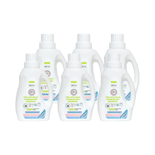Incia 100% Natuurlijke Vloeibaar Wasmiddel Jaarbox - 6x 750 Ml - Parfumvrij - Geschikt Voor Alle Was - Vegan - 150 Wasbeurten thumbnail