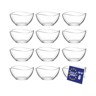 Nordic Schiller Set Van 12 Glazen Schaaltjes – Dessertkommen / Ijscoupes 310 Ml – Transparante Kommetjes Voor IJs, Dessert, Snacks, Noten En Chips – Stijlvolle