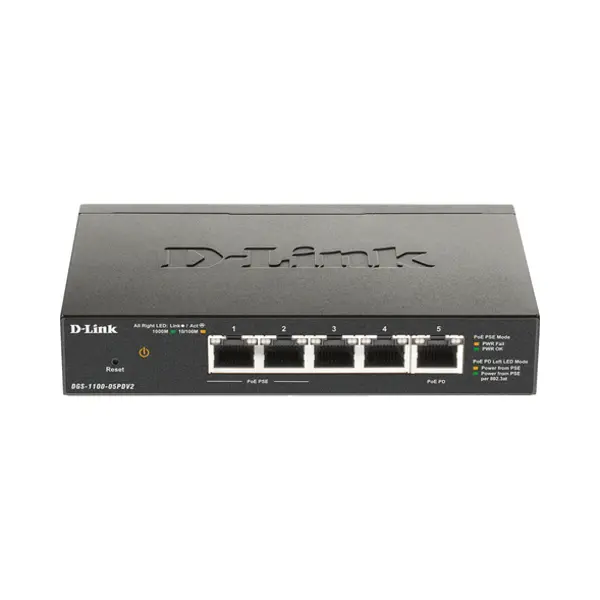 D-Link Dgs-1100-05PDV2 Netzwerk-Switch Managed Gigabit Ethernet (10/100/1000) Power over Ethernet (PoE) Schwarz thumbnail