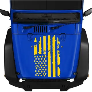 Amerikaanse Vlag Auto Motorkap Streep Sticker- Vinyl Auto Sticker Bumper Sticker- Waterdichte Auto Tuning Sticker- 90x51cm Geel