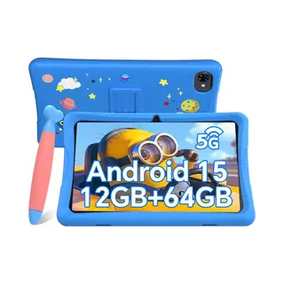 Tabwee K10 Tablet - 10.1 Inch Fhd - 12GB Ram - 64GB Rom - Sd 2TB - 5000 MAh - Android 15 - WiFi 6 - Uitstekend Cadeau Voor Kinderen - Blauw