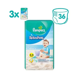 Pampers Splashers Wegwerpbare Zwemluiers - Maat 3-4 (6-11 Kg) - 36 Stuks - Voordeelverpakking